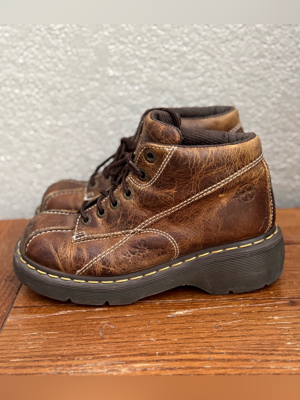 Dr. Martens 12281 Brown W Sz.7 Flower Power Splat Platform Chunky Goth Boots